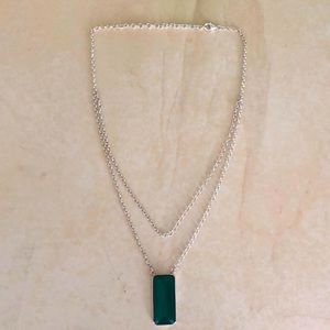 Bombay Necklace- faceted green onyx and silver
